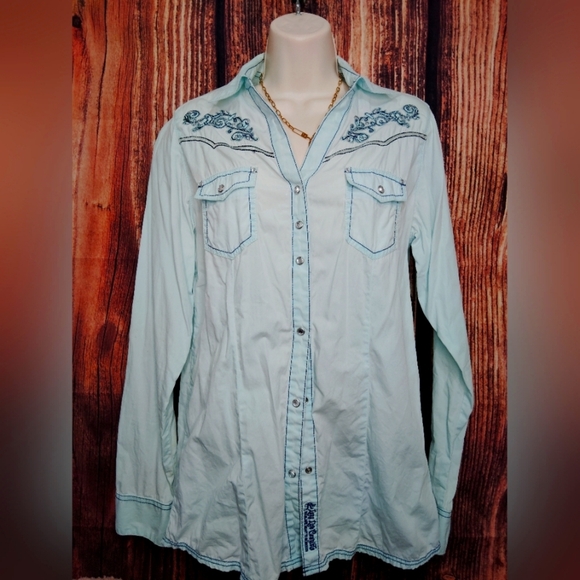 Rock 47 By Wrangler Embroidered Button-Up Rodeo Shirts! Size Medium - Picture 1 of 5